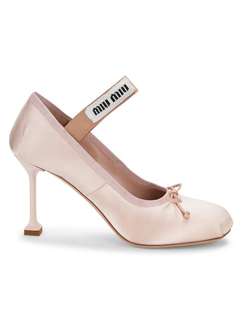 Shop Miu Miu Satin Ballet Pumps .